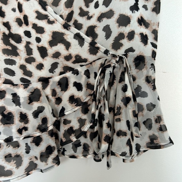 Express White Sheer leopard print blouse, Small - Picture 3 of 5